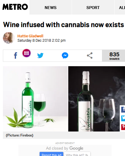 Winabis vino cannabico en los medios